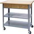 Commercial Mobile Serving & Utility Cart with Wood Top, 35"W x 19.5"D x 36"H (FUR-SC35-WD-ST)