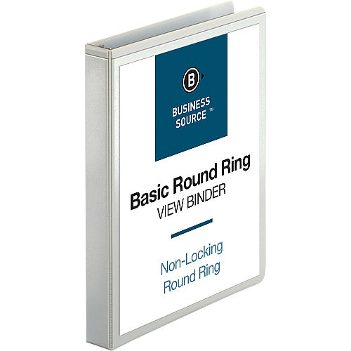 1" Round-Ring Clear View Binder with Interior Pockets, Letter Size, White (OFF-BND1-RR-WH)