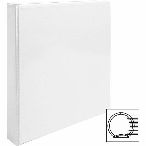 1" Round-Ring Clear View Binder with Interior Pockets, Letter Size, White (OFF-BND1-RR-WH)