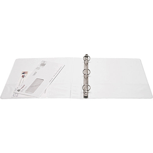 1" Round-Ring Clear View Binder with Interior Pockets, Letter Size, White (OFF-BND1-RR-WH)
