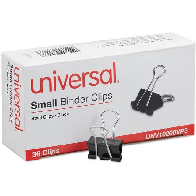 Small Metal Binder Clips, 0.75" Width, Black/Silver, 36/Box (OFF-BC075-BS36)
