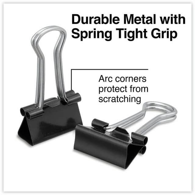 Small Metal Binder Clips, 0.75" Width, Black/Silver, 36/Box (OFF-BC075-BS36)