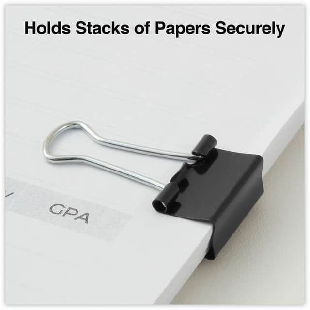 Small Metal Binder Clips, 0.75" Width, Black/Silver, 36/Box (OFF-BC075-BS36)