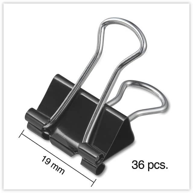 Small Metal Binder Clips, 0.75" Width, Black/Silver, 36/Box (OFF-BC075-BS36)