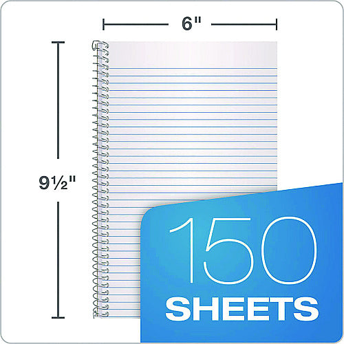 Recycled 3-Subject Spiral Notebook, College Ruled, 6" x 9.5", 148 Sheets, Assorted Covers (OFF-NB3-CR148-AS)