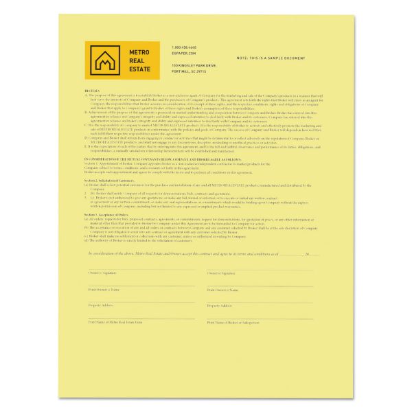 Digital Carbonless Business Paper, 8.5" x 11", Canary, 500 Sheets/Ream (PAP-CBL-8511-CY500)