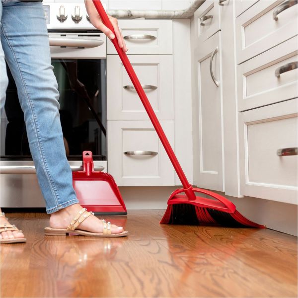 Commercial Angled Corner Broom with Multi-Surface Bristles, Red/Black (FAC-BRM-AC-RB)