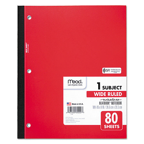 Single-Subject Bound Notebook, Wide Ruled, 8" x 10.5", 78 Sheets, Assorted Covers (OFF-NB1-WR78-AS)