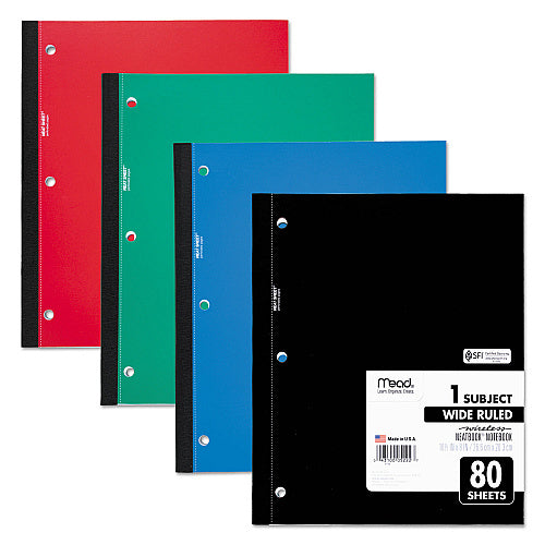 Single-Subject Bound Notebook, Wide Ruled, 8" x 10.5", 78 Sheets, Assorted Covers (OFF-NB1-WR78-AS)