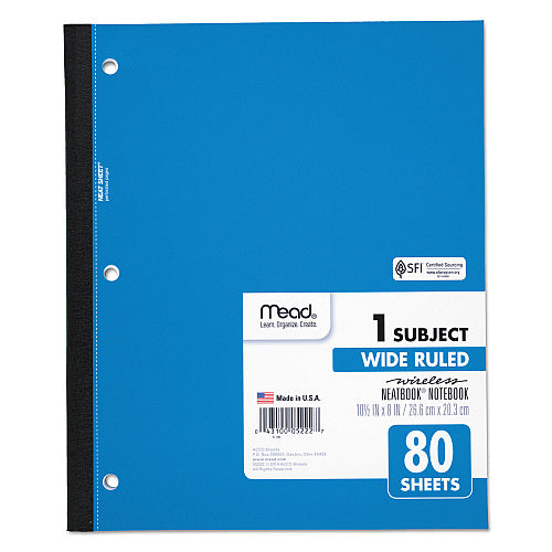Single-Subject Bound Notebook, Wide Ruled, 8" x 10.5", 78 Sheets, Assorted Covers (OFF-NB1-WR78-AS)