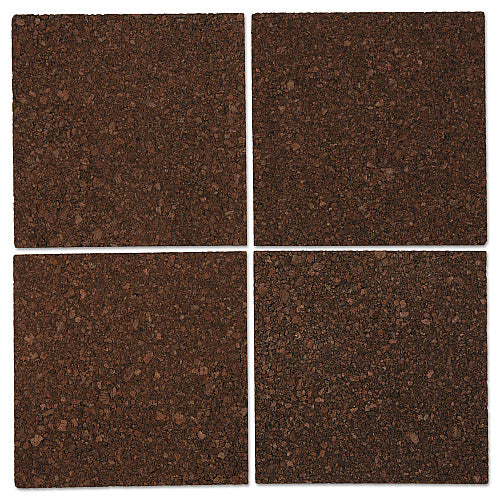12" x 12" Cork Board Tiles, 3/8" Thick – Dark Brown, 4/Pack