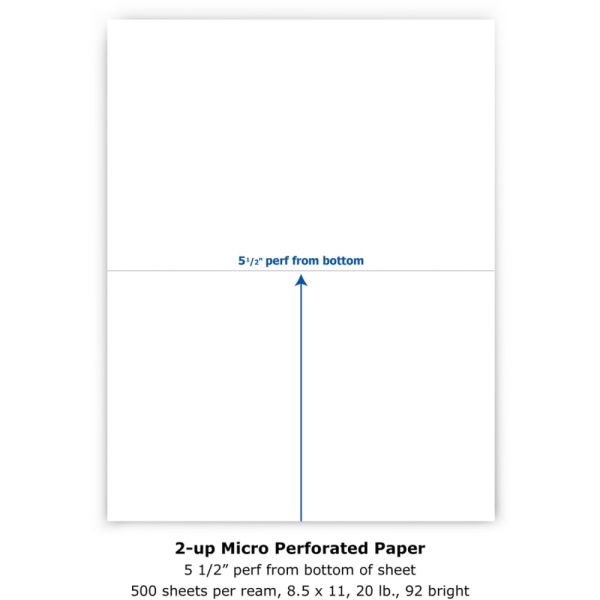 Professional Pre-Perforated Multipurpose Paper, 8.5" x 11", 20 lb, White, 500 Sheets/Ream (PAP-PERF-8511-W500)