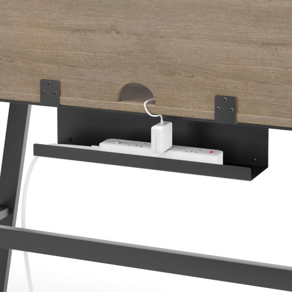 Modern 51.5" Computer Desk with Removable Storage Hutch, Light Oak/Gray (FUR-DSK515-HUT-OG)