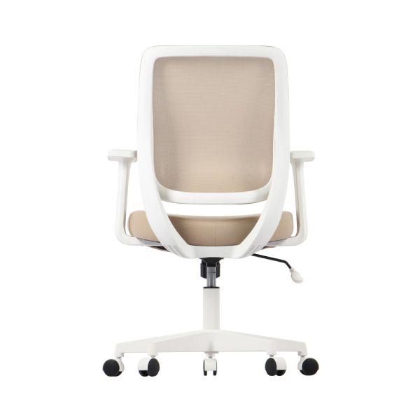 Modern Mesh Low-Back Office Task Chair, Linen Beige/White (FUR-CHR-LB-MSH-BW)