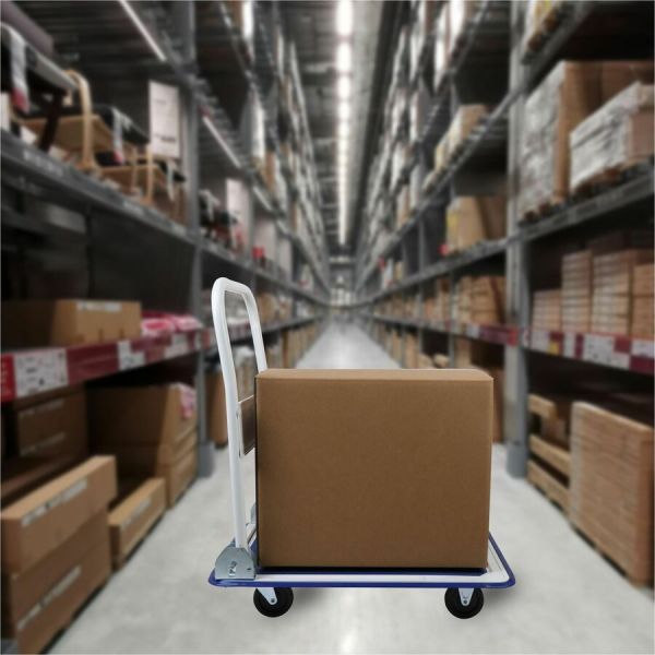 Compact Folding Platform Utility Cart – 325 lb. Capacity, Blue/Gray