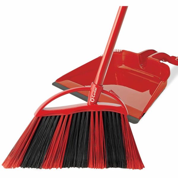 Commercial Angled Corner Broom with Multi-Surface Bristles, Red/Black (FAC-BRM-AC-RB)