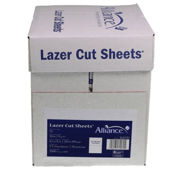 Perforated Laser Copy Paper, 8.5" x 11", 20 lb, 94 Bright, White, 5 Reams/Carton (PAP-LSR-PF94-5CT)