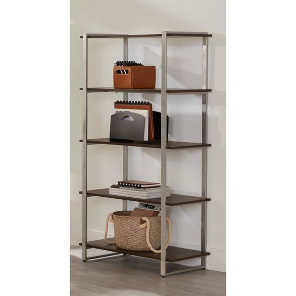 Contemporary 4-Shelf Wood Bookcase, 59.5"H, Warm Walnut (FUR-BC4S-595-WW)