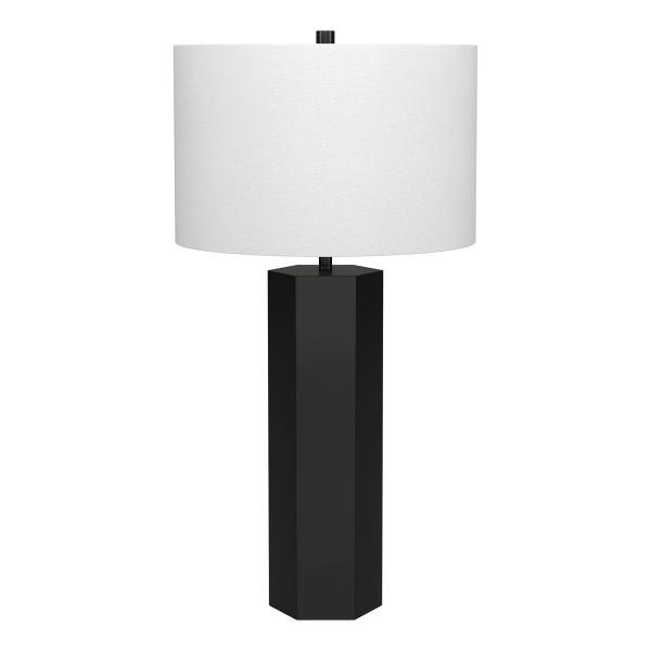 Modern 27.25" Table Lamp with Fabric Shade – Blackened Bronze & White (LMP-2725-BB-WH)