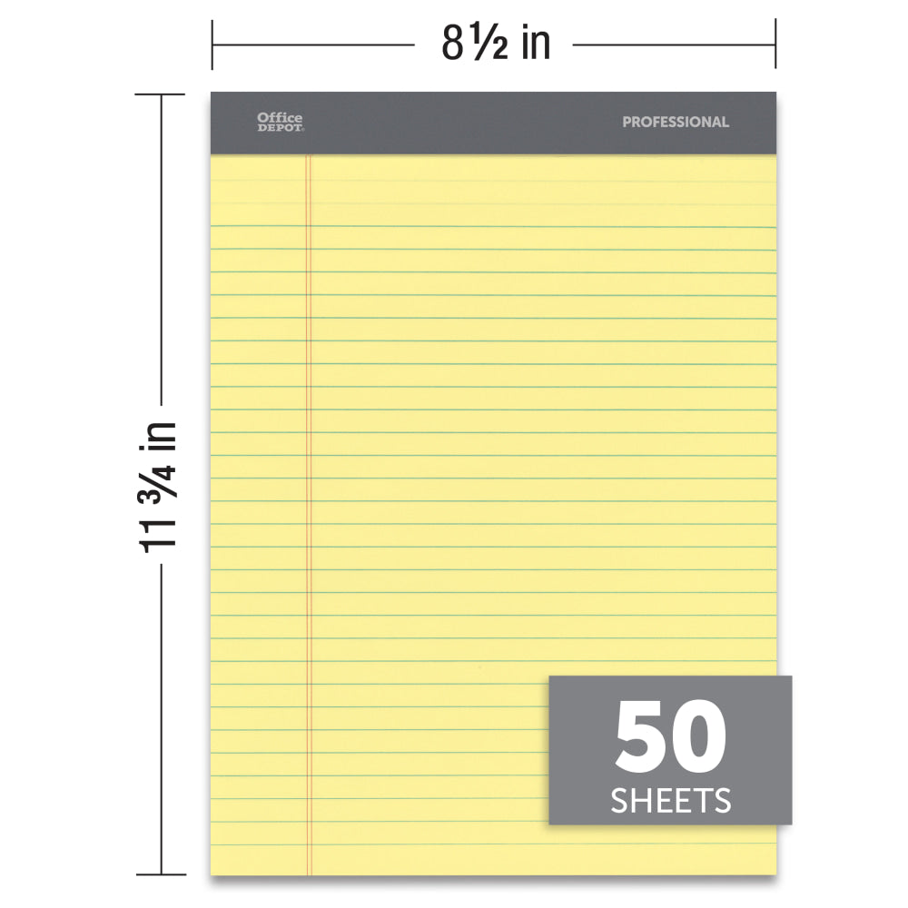 Professional Legal Writing Pads, Wide Ruled, 8.5" x 11.75", 48 Sheets, Canary, 8/Pack (OFF-LP-WR48-CN8)