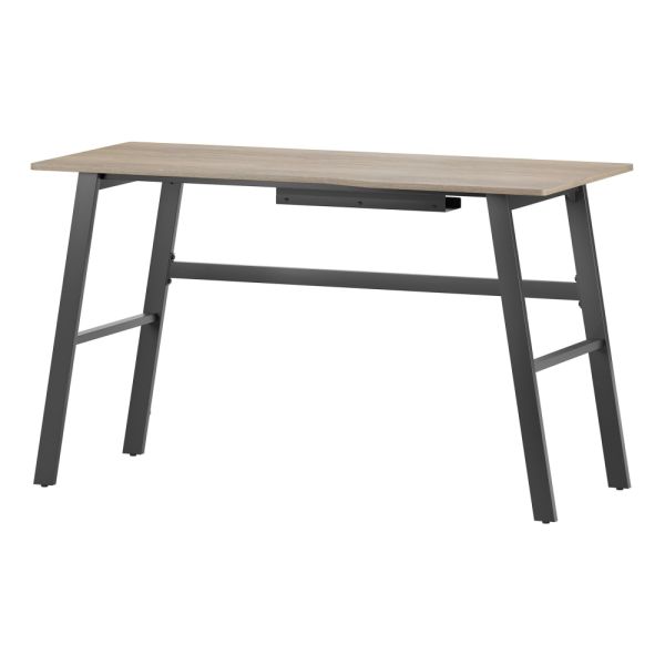 Modern 51.5" Computer Desk with Removable Storage Hutch, Light Oak/Gray (FUR-DSK515-HUT-OG)