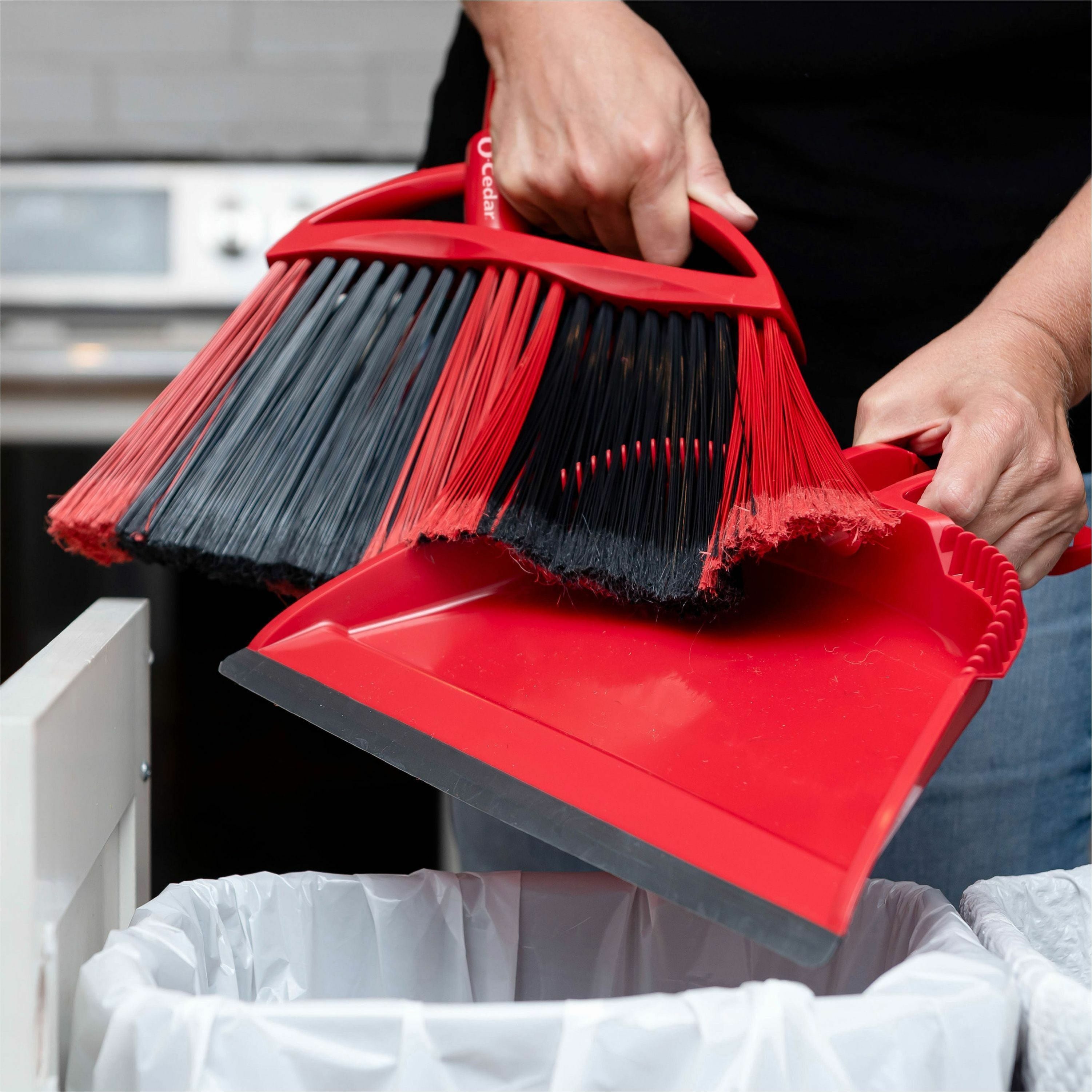 Commercial Angled Corner Broom with Multi-Surface Bristles, Red/Black (FAC-BRM-AC-RB)