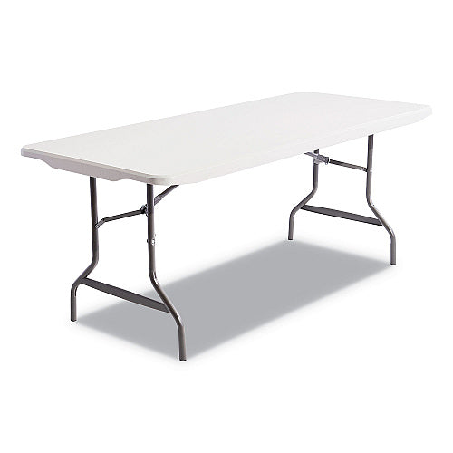 Commercial 6' Rectangular Resin Folding Table, 72"W x 30"D x 29"H – Platinum (FUR-FT723029-PLT)