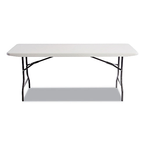 Commercial 6' Rectangular Resin Folding Table, 72"W x 30"D x 29"H – Platinum (FUR-FT723029-PLT)