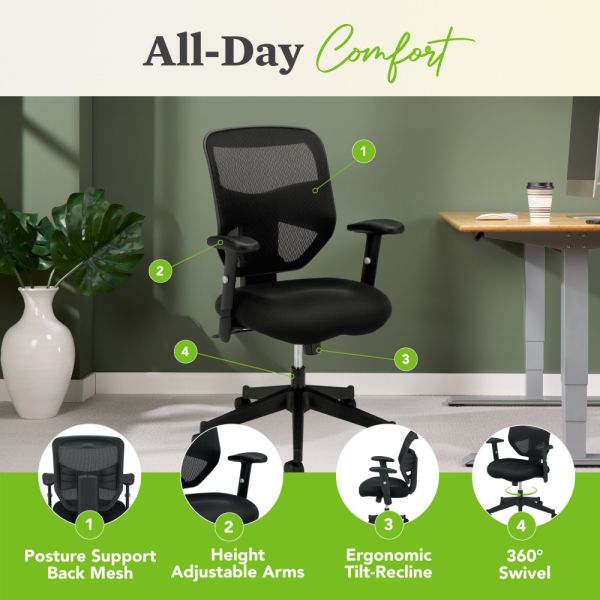 Ergonomic High-Back Mesh Office Task Chair, Onyx Black (FUR-CHR-HB-MSH-BK)