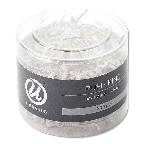 Standard Clear Plastic Push Pins, 0.44", 200/Pack