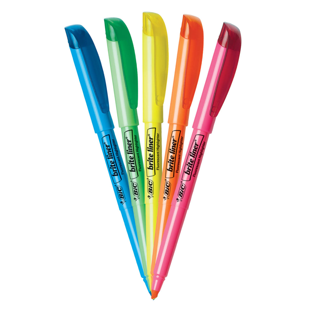 Pocket Highlighters, Chisel Tip, Assorted Fluorescent Colors, 5/Pack (OFF-HL-PKT-AST5)