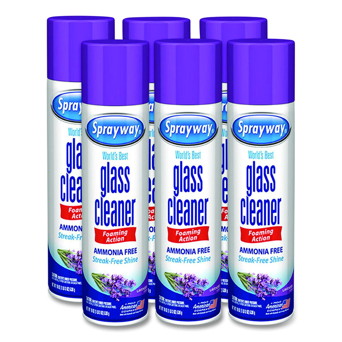 Professional Streak-Free Glass & Surface Cleaner, 18.5 oz Aerosol, 6/Case (CLN-GLS185-6CS)