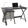 Modern 47.5" Computer Desk with Integrated File Cabinet, Black (FUR-DSK475-FC-BK)