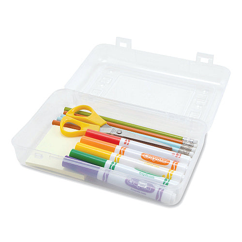 Clear Plastic Pencil & Supply Box with Lid, 8.5" x 5.25" x 2.5" (ORG-PB851-CLR)