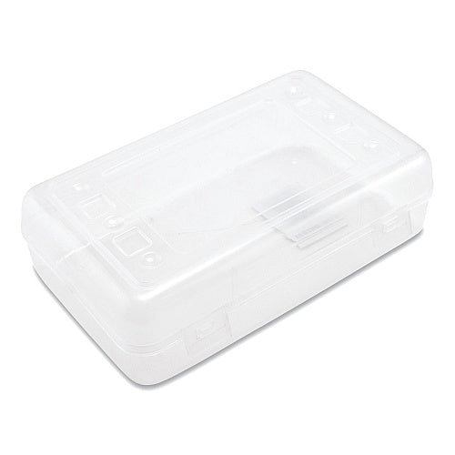 Clear Plastic Pencil & Supply Box with Lid, 8.5" x 5.25" x 2.5" (ORG-PB851-CLR)