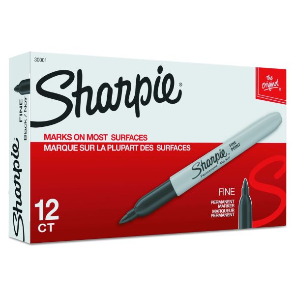 Fine-Tip Permanent Markers, Bullet Point, Black, 12/Pack (OFF-PM-FN-BK12)
