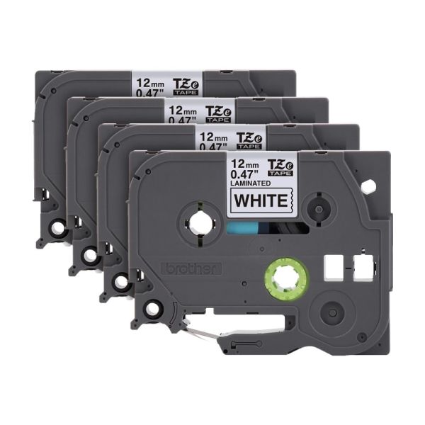 Laminated Label Maker Tape, 0.47" x 26', Black on White, 4 Rolls/Pack (OFF-LT047-BW4)