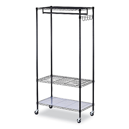 Commercial Wire Shelving Garment Rack, 30-Garment Capacity, 36"W x 18"D x 75"H – Black (STG-GR361875-BLK)