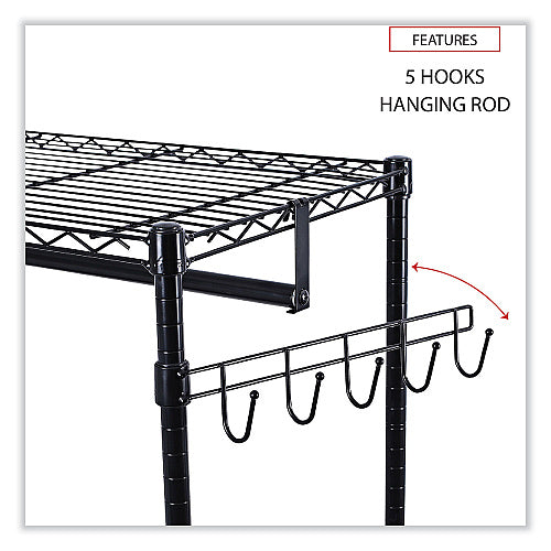Commercial Wire Shelving Garment Rack, 30-Garment Capacity, 36"W x 18"D x 75"H – Black (STG-GR361875-BLK)