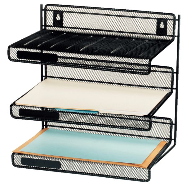 3-Tier Metal Mesh Desktop Organizer Shelf, Matte Black (OFF-DS3T-MSH-BK)
