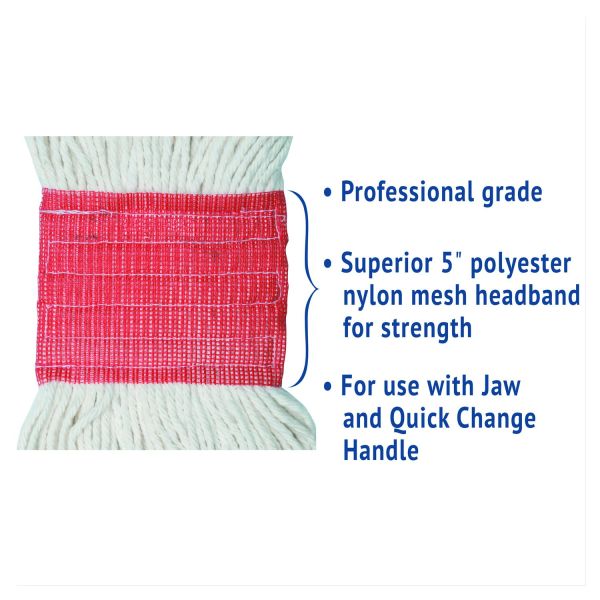 Commercial Loop-End Wet Mop Head, Cotton Blend, 5" Headband, Large, White (FAC-MOP-LG5-WH)