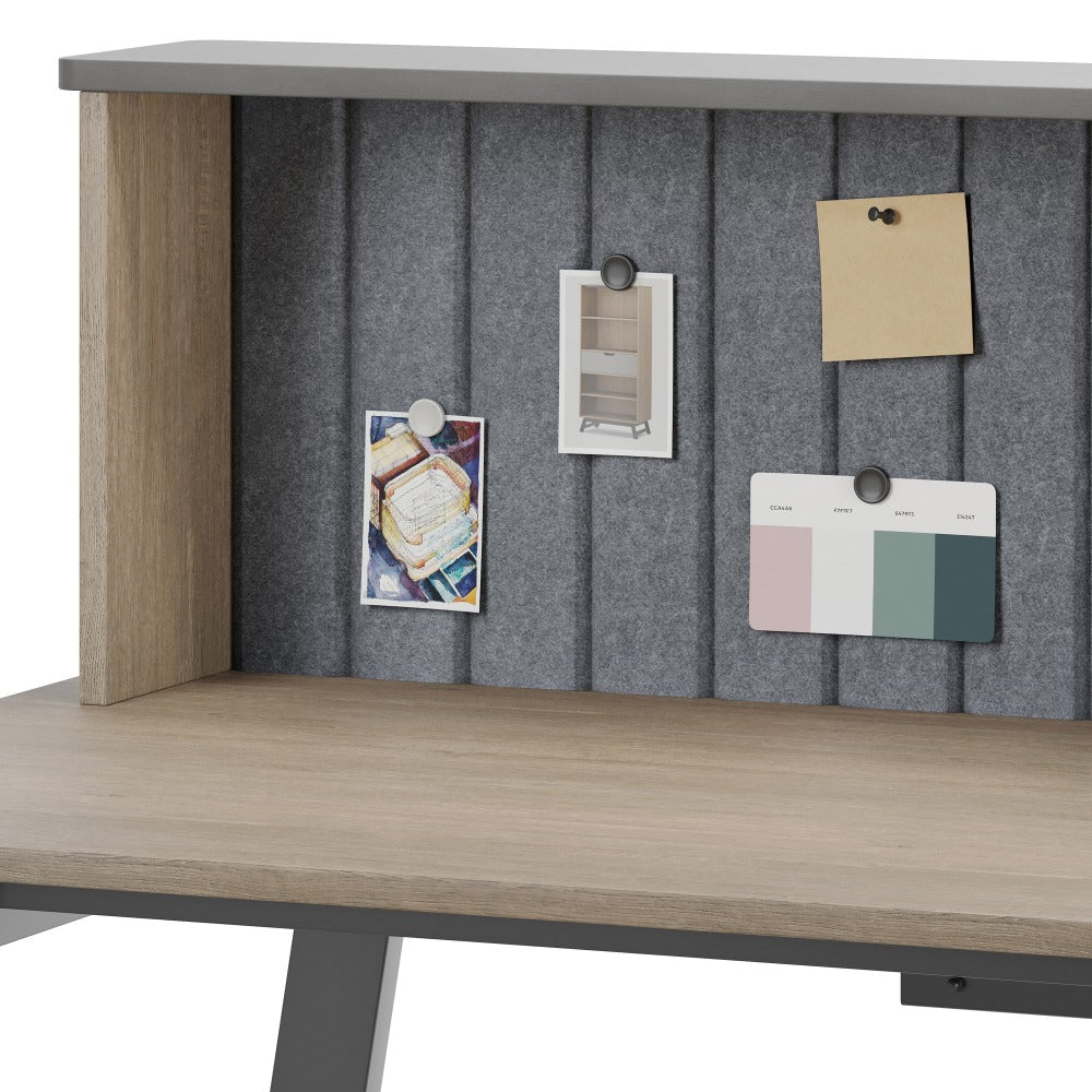 Modern 51.5" Computer Desk with Removable Storage Hutch, Light Oak/Gray (FUR-DSK515-HUT-OG)