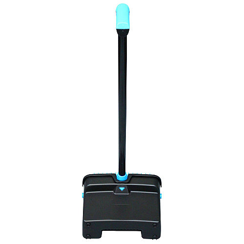 Long-Handle Plastic Lobby Dust Pan, 12.32" Wide, 31.84" Aluminum Handle – Blue/Black, 6/Carton (CLN-LDP1232-BB-6)