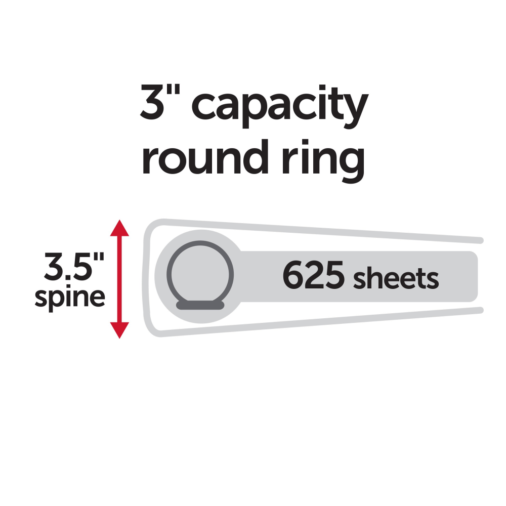 Standard View 3-Ring Binder, 3" Round Rings, Black (OFF-BND3-RR-BK)