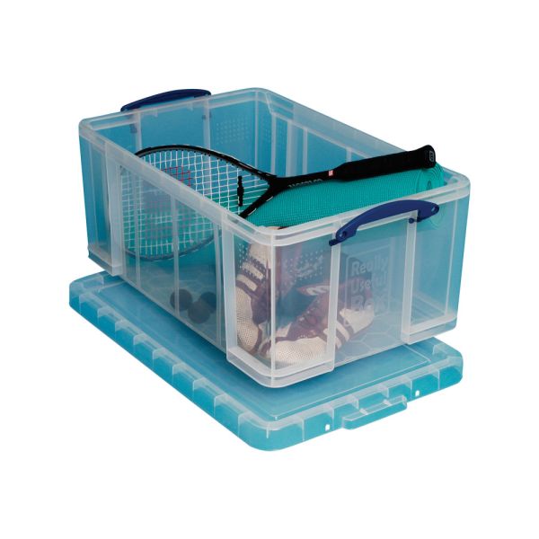Heavy-Duty Clear Plastic Storage Tote with Locking Lid & Handles, 27.5" x 17" x 12.5" (STG-TOTE275-CL)