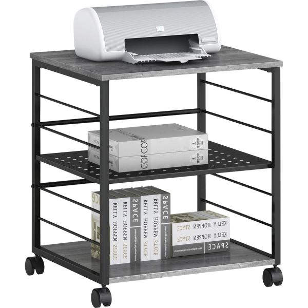 3-Tier Mobile Office Equipment & Printer Cart – Charcoal/Black (FUR-EC3T-242027-CB)