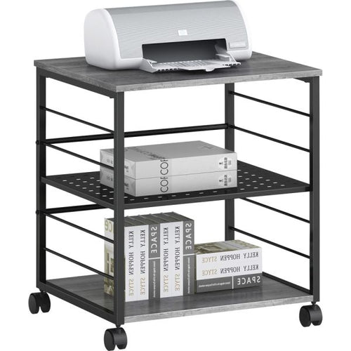 3-Tier Mobile Office Equipment & Printer Cart – Charcoal/Black (FUR-EC3T-242027-CB)