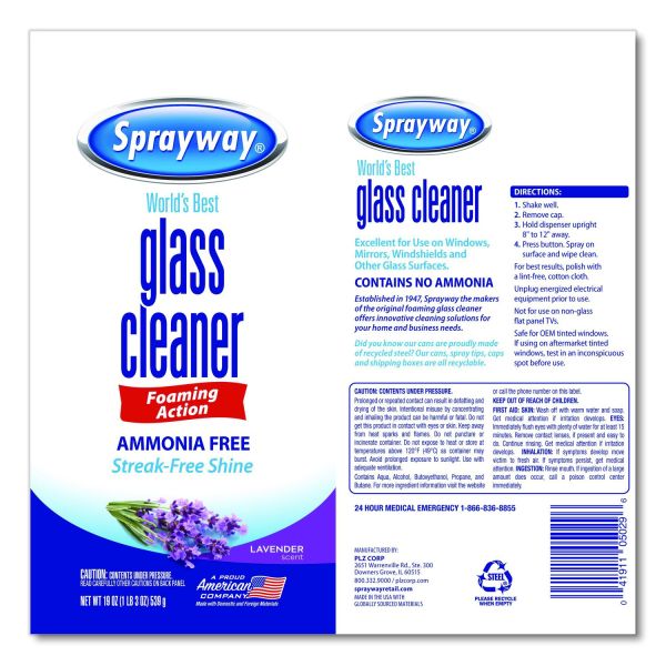 Professional Streak-Free Glass & Surface Cleaner, 18.5 oz Aerosol, 6/Case (CLN-GLS185-6CS)