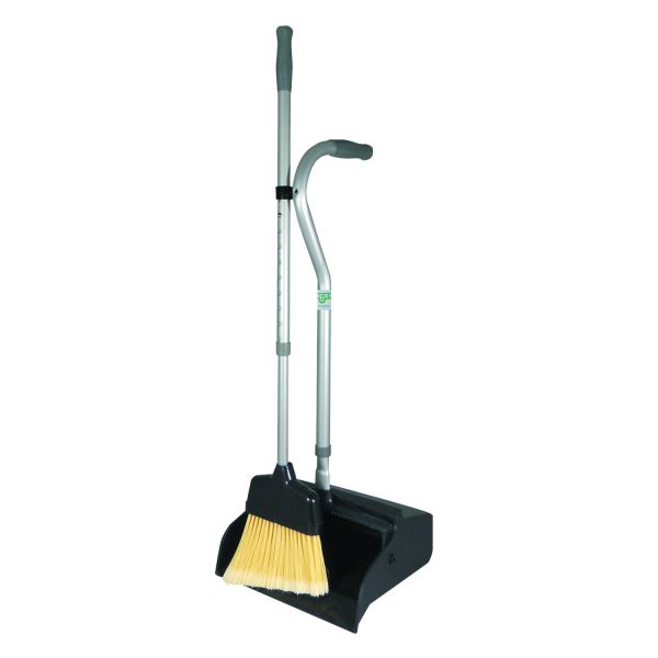 Telescoping Upright Dust Pan & Broom Set, 12" x 44", Gray/Silver (FAC-DPB44-GS)