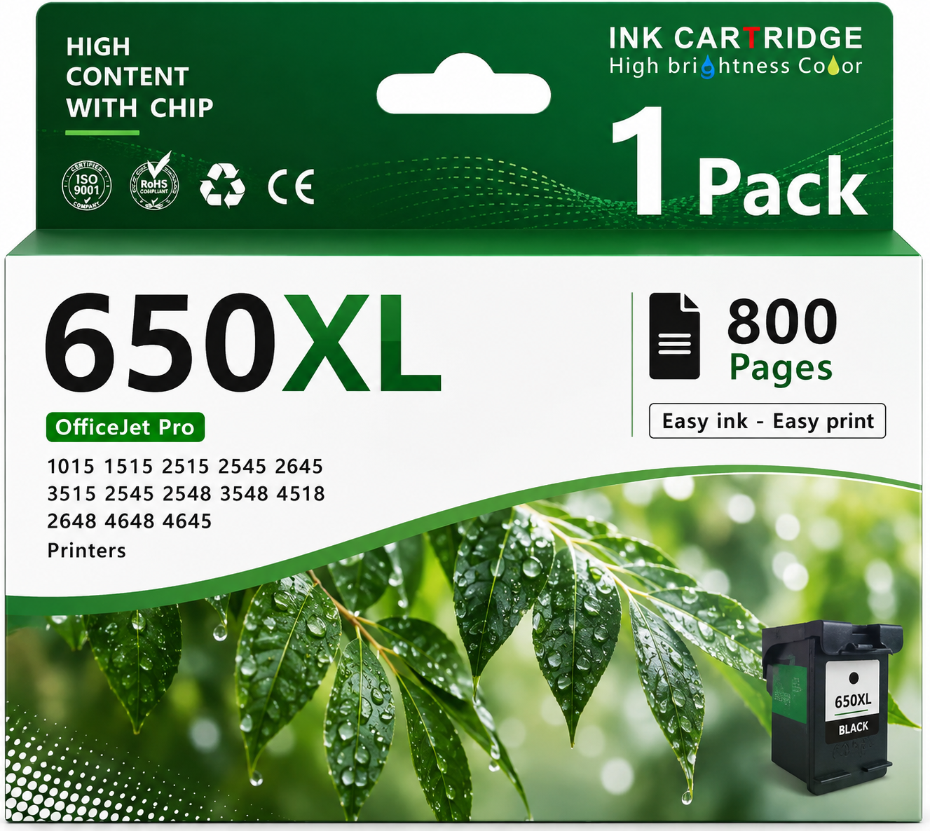 Compatible 650XL High-Yield Ink Cartridge Combo Pack, Black & Color (INK-650XL-CMB)